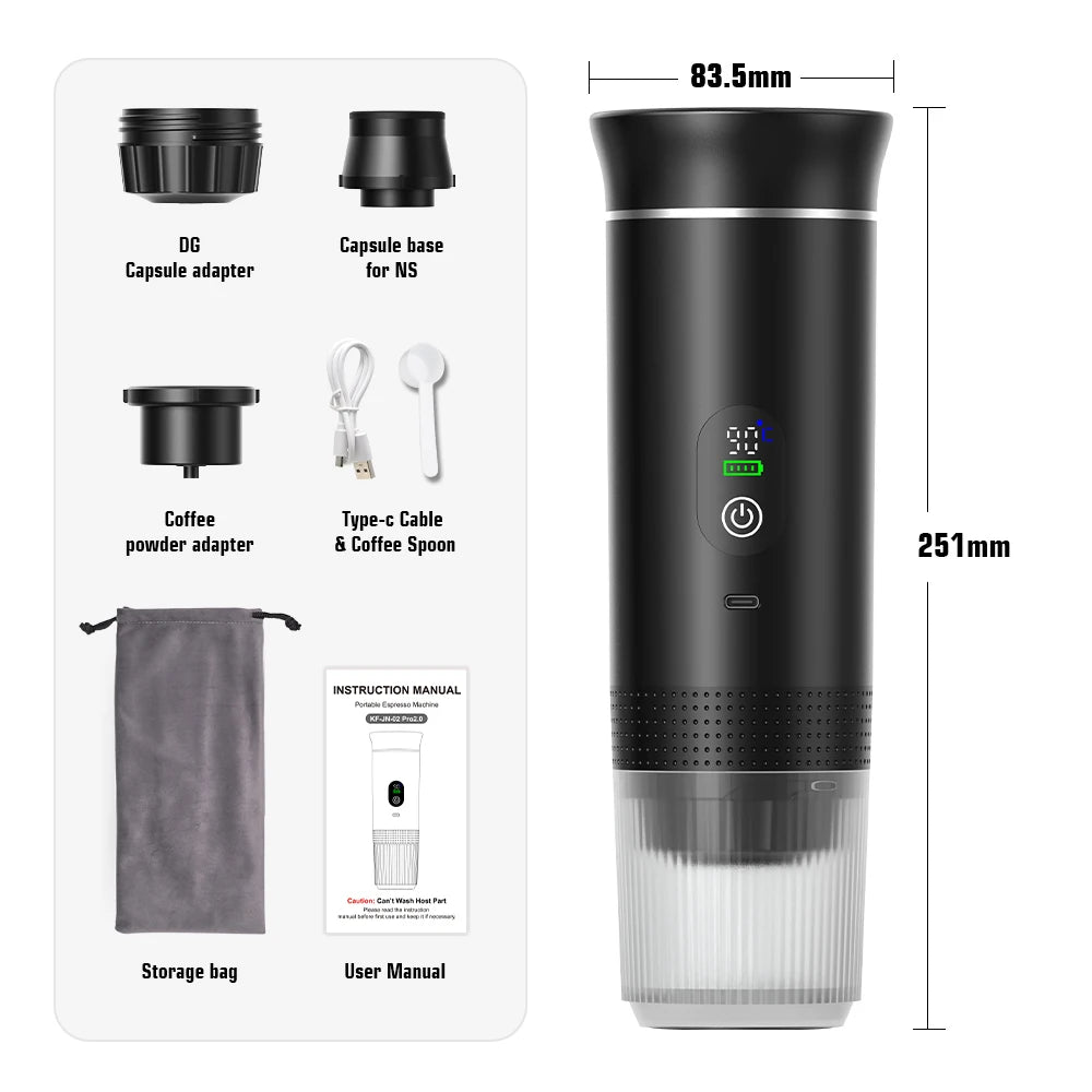 BaristaGo™ Portable Car Espresso Machine - 20Bar 3-in-1 Wireless Coffee Maker | Drink Real Espresso Anywhere
