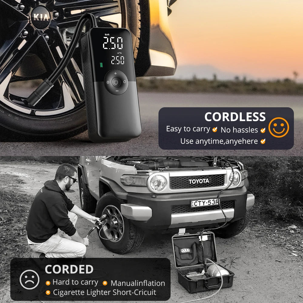 TireGuard™ Portable Cordless Tire Inflator - Smart Digital LCD Air Compressor | Never Get Stranded With A Flat Again