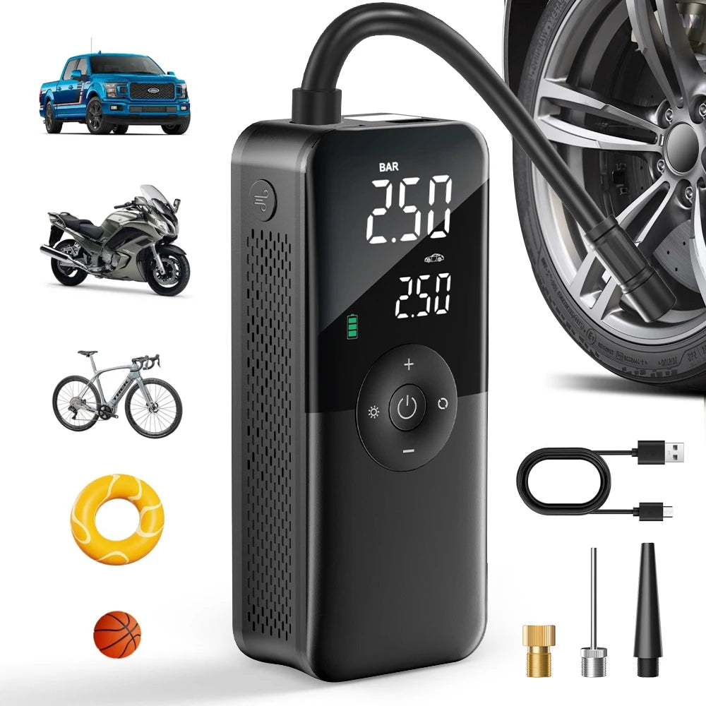 TireGuard™ Portable Cordless Tire Inflator - Smart Digital LCD Air Compressor | Never Get Stranded With A Flat Again