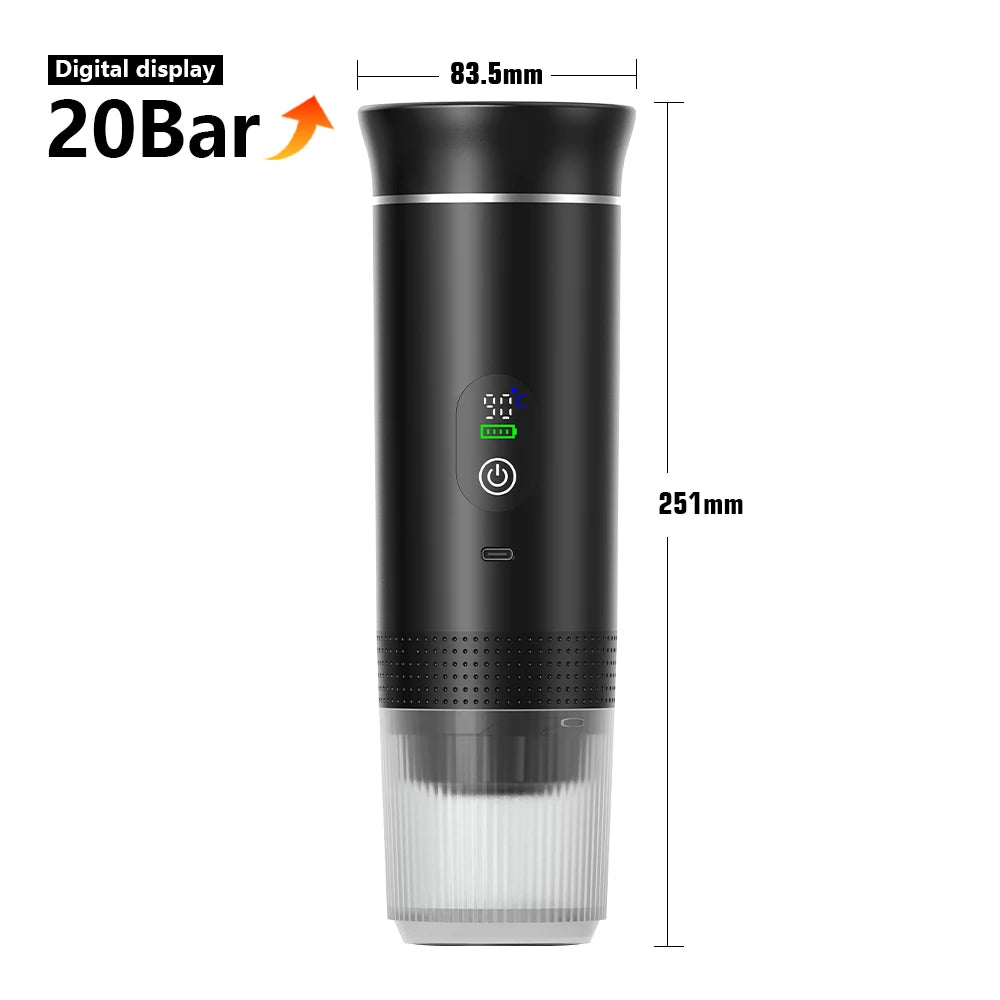 BaristaGo™ Portable Car Espresso Machine - 20Bar 3-in-1 Wireless Coffee Maker | Drink Real Espresso Anywhere